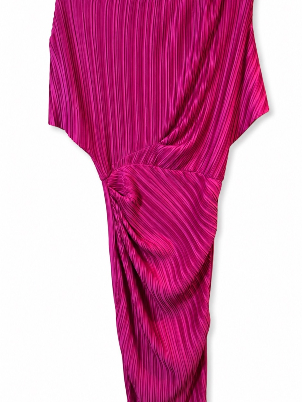 Elegant Magenta Knot-Front Wedding Dress